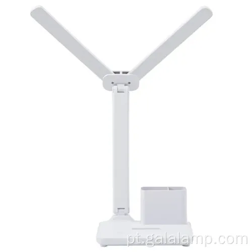 Lâmpada de mesa de cabeça dupla recarregável para conforto para os olhos